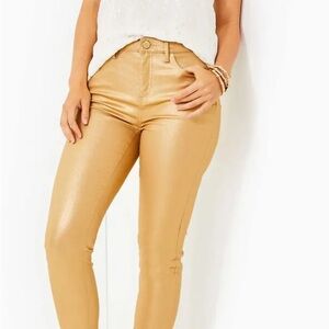 Lilly Pulitzer Eagen High Rise Gold Metallic Pants size 6 NWT